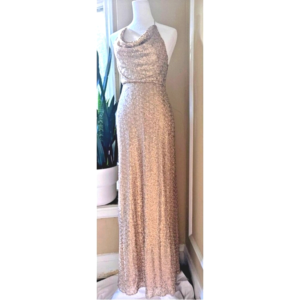 Amsale Strapless Gold Dress